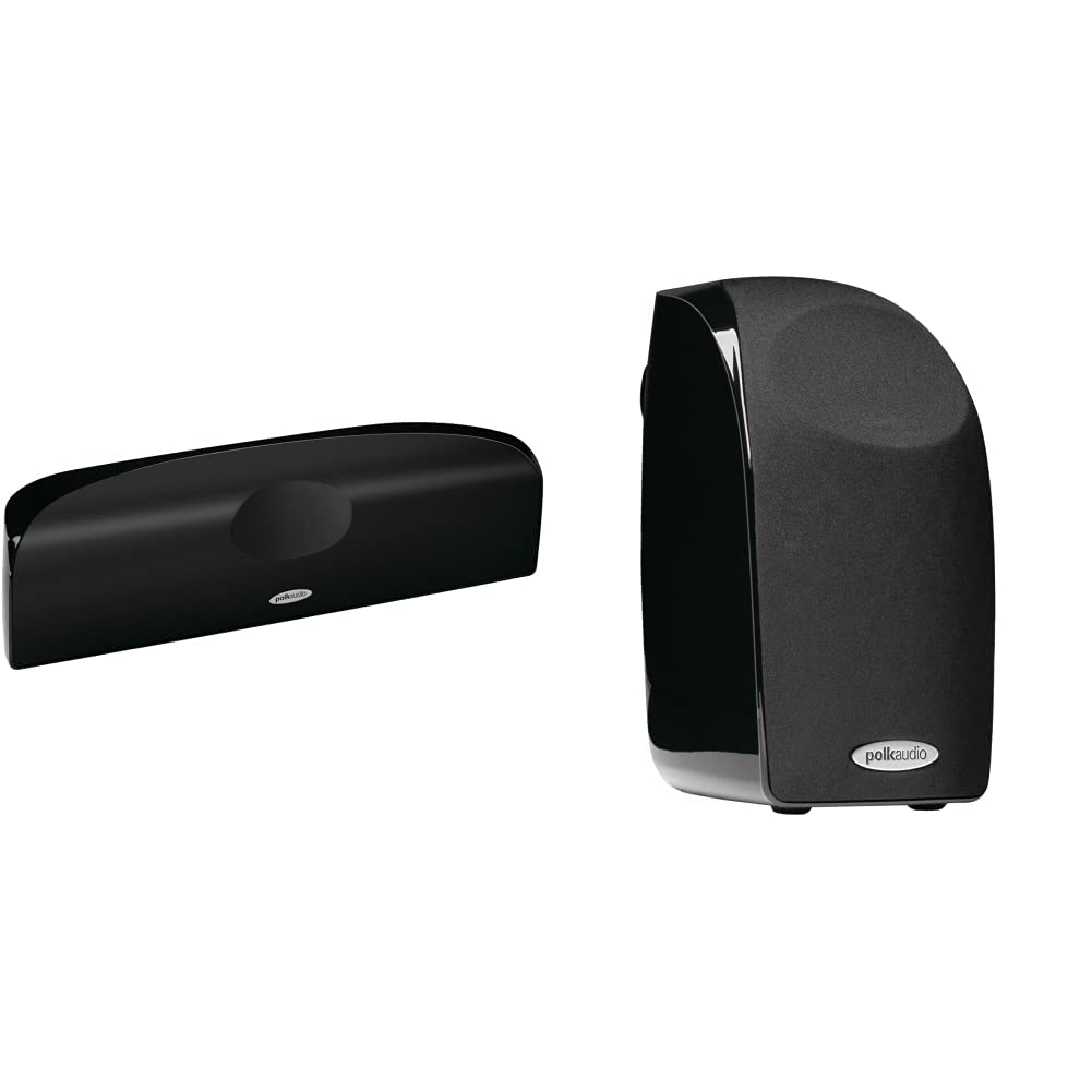 Polk Audio Blackstone TL1 Speaker Center Channel with Time Lens Technology - Compact High Performance Speaker with Powerful Bass & Hi-Gloss Finish | Polk Audio Blackstone TL1 Satellite Speaker (Single, Black) with PowerPort Technology for Crisp Sound | Perfect for Home Theater Systems & Surround Sound Setups