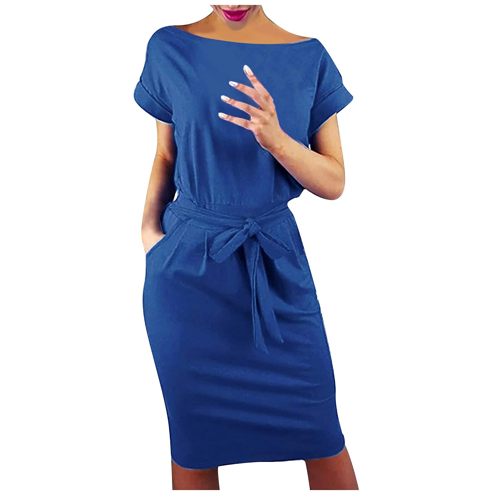 Elegant Red Short Sleeve Cocktail Dress for Women - Solid Color Formal Party & Casual Wear - Perfect for Evening Events, Weddings & Date Nights