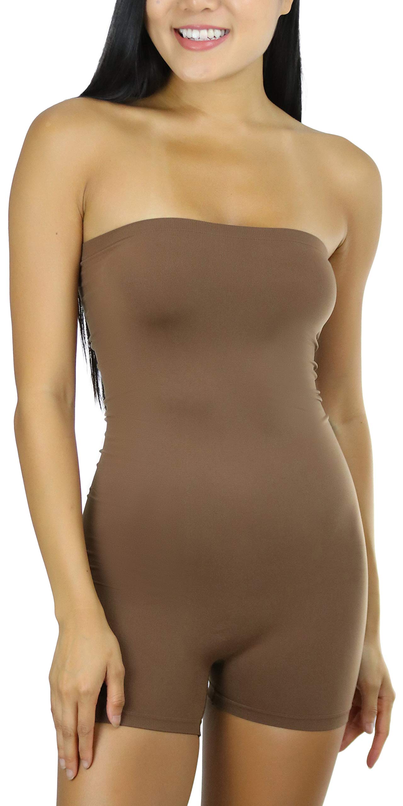 ToBeInStyle Women's Simple Seamless Romper - Comfortable Stretchy Jumpsuit for Casual Wear, Lounge, Sleep & Travel | Trendy One-Piece Outfit