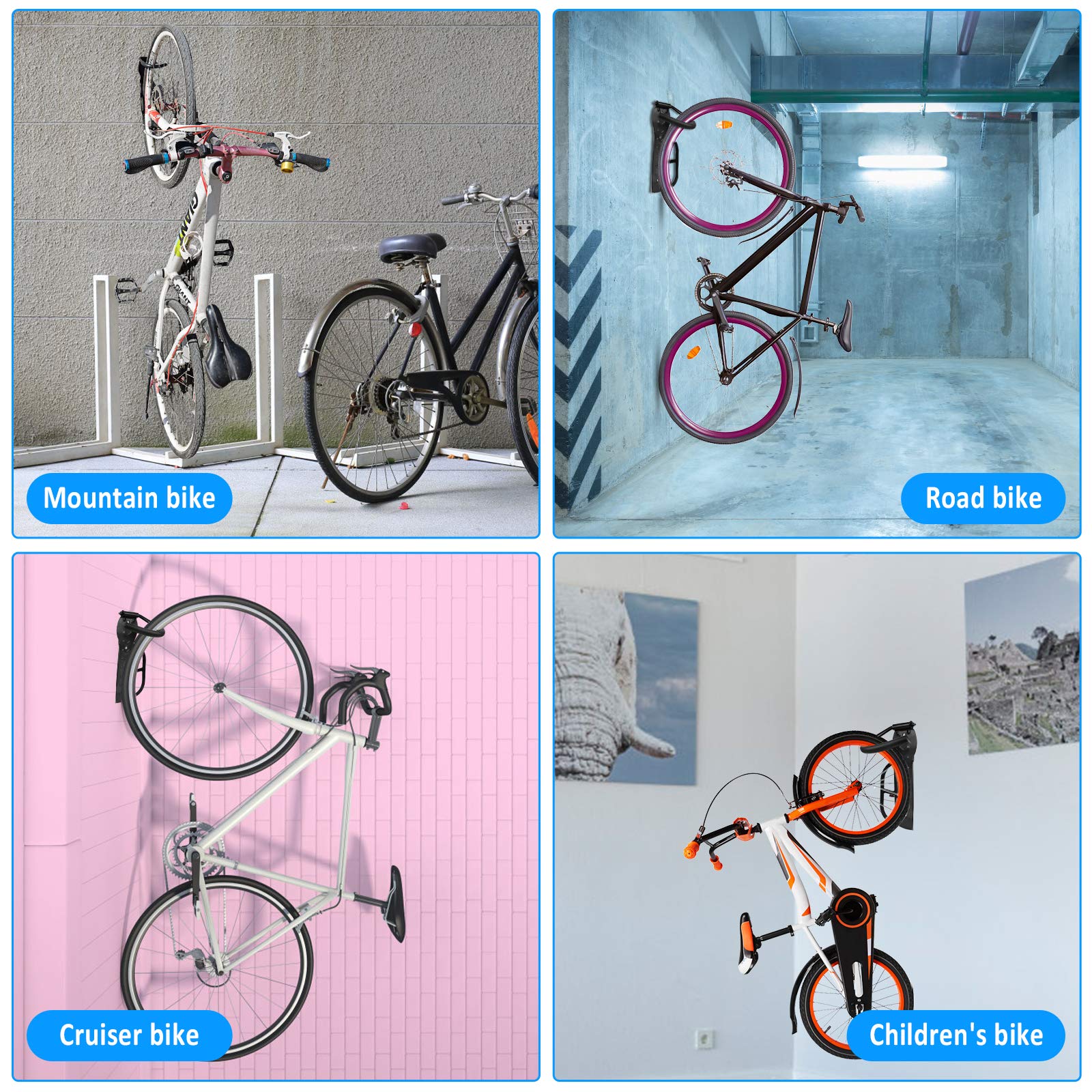 Heavy Duty Bike Wall Mount Hook Rack - 1 Pack Vertical Bicycle Storage Hanger with Screws for Garage & Indoor Use | Secure Bike Organizer for Home, Apartment, Cycling Enthusiasts | Black