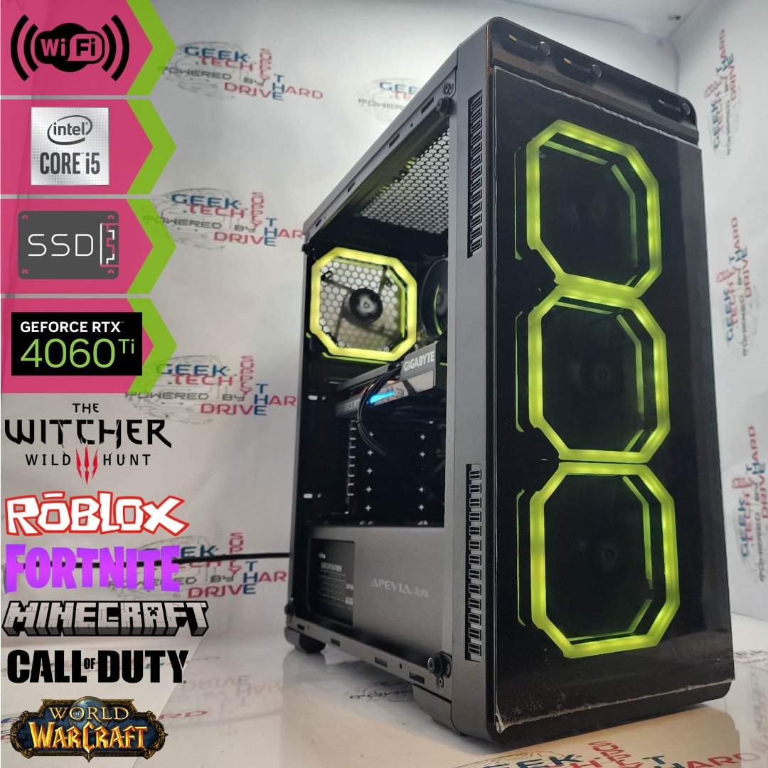 Custom Gaming PC Desktop Computer - Intel i5, NVIDIA GeForce RTX 4060 Ti, 500GB SSD + 2TB HDD, 32GB DDR5, WiFi, Aura P Black B760 - Perfect for 4K Gaming, Streaming & VR Experiences