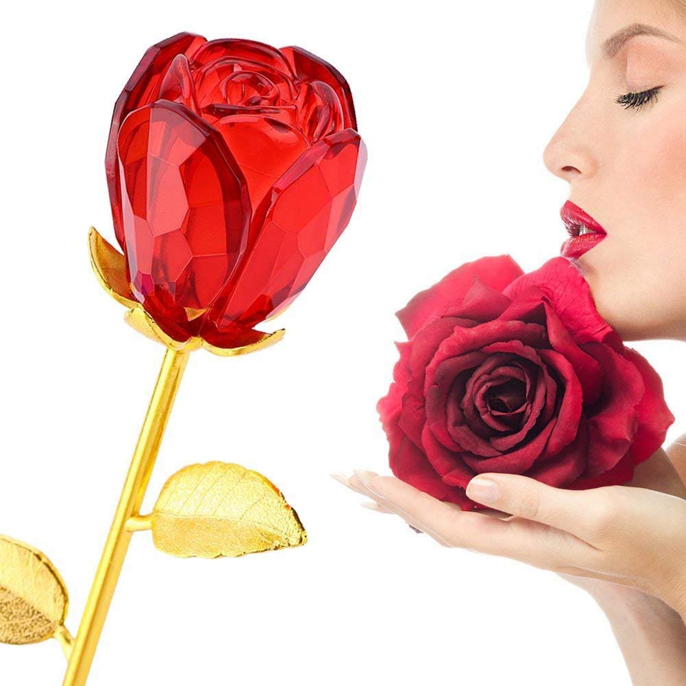 24K Gold Foil Artificial Forever Rose Flower - Handmade Luxury Gift for Her, Anniversary, Valentine's Day (9.4 x 1.8 x 2 Inches) - Perfect for Wedding Centerpieces, Home Decor & Romantic Surprises
