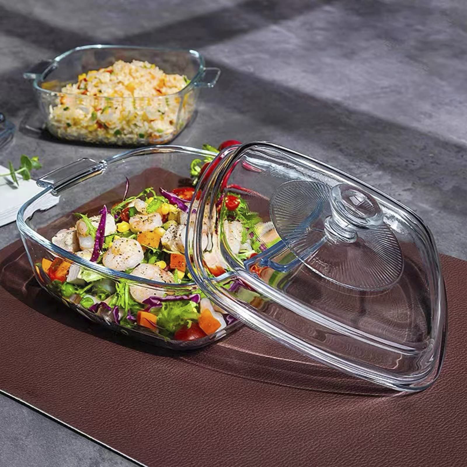 Clear Square Glass Casserole Dish with Lid - 1.2 Quart Oven Safe Baking Pan, Freezer & Dishwasher Friendly - Perfect for Lasagna, Casseroles, Meal Prep & Holiday Cooking