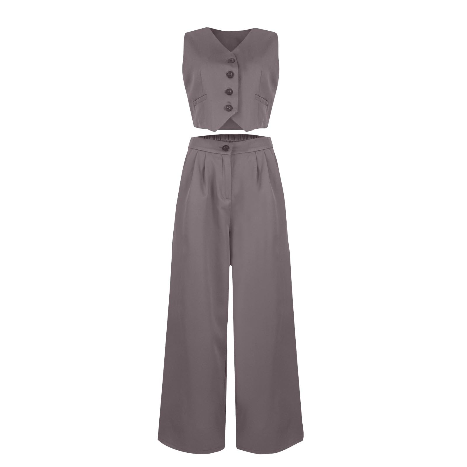 Women's 2 Piece Lounge Set - Ruched Sleeveless Tops & High Waisted Wide Leg Pants Tracksuit Outfit for Yoga, Travel & Casual Wear | Comfortable Summer Loungewear Set