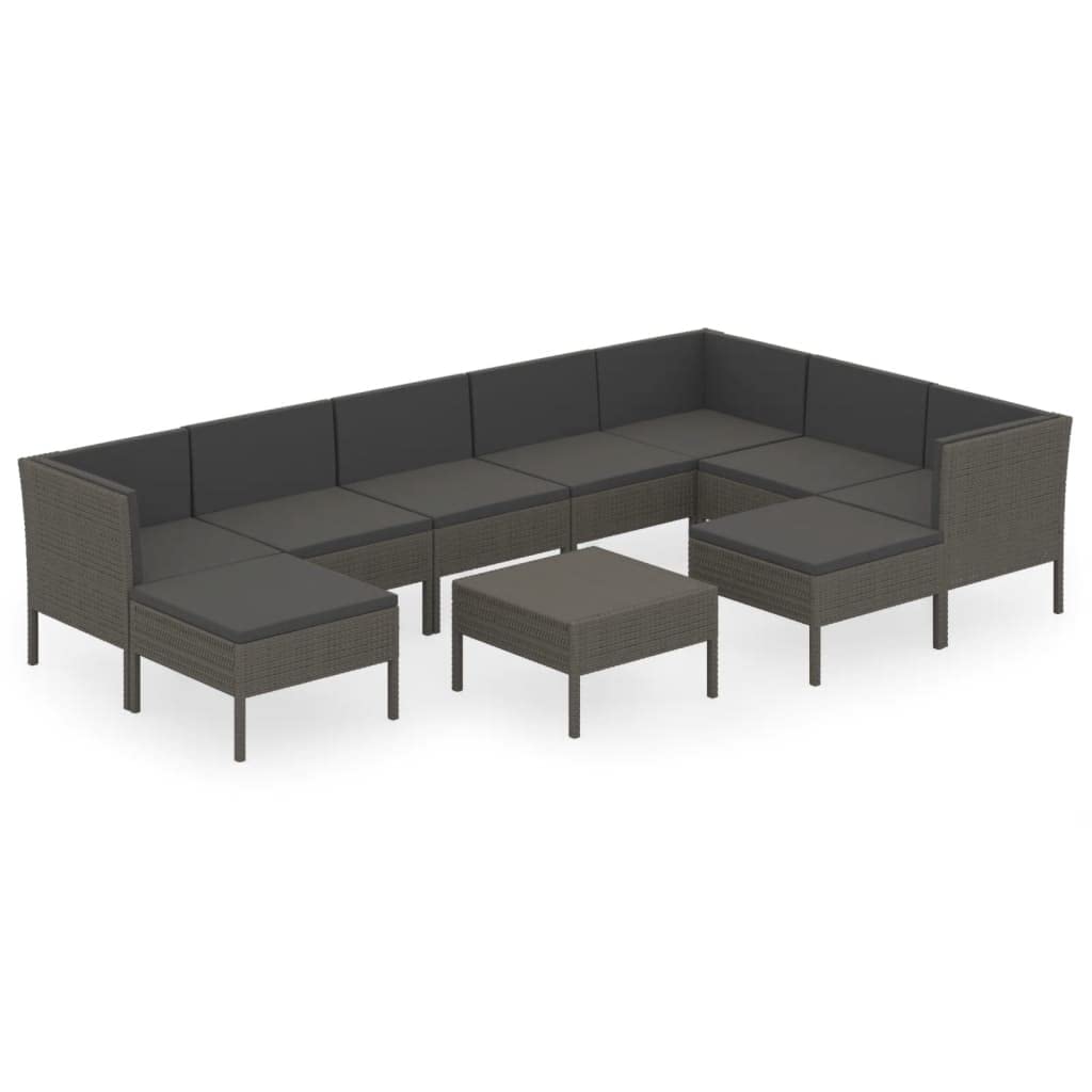 6-Piece Outdoor Patio Lounge Set with Cushions - Weather-Resistant Gray Poly Rattan Garden Furniture, Modular Design & Powder-Coated Steel Frame - Perfect for Backyard, Poolside, and Terrace Relaxation