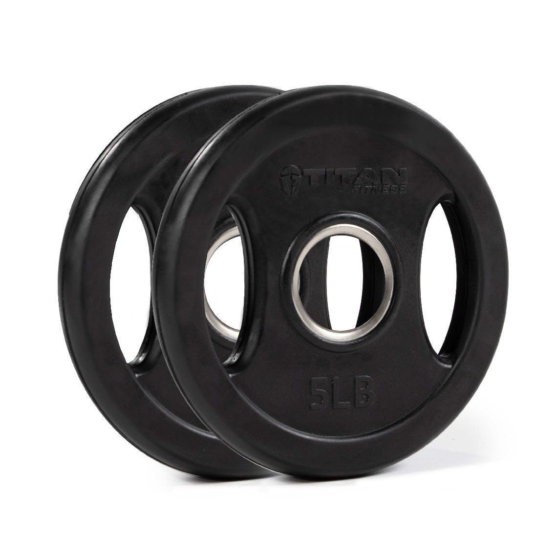 Titan Fitness Rubber Coated Cast Iron Grip Plates - Weight Plates for Strength Training, Home Gym & CrossFit Workouts