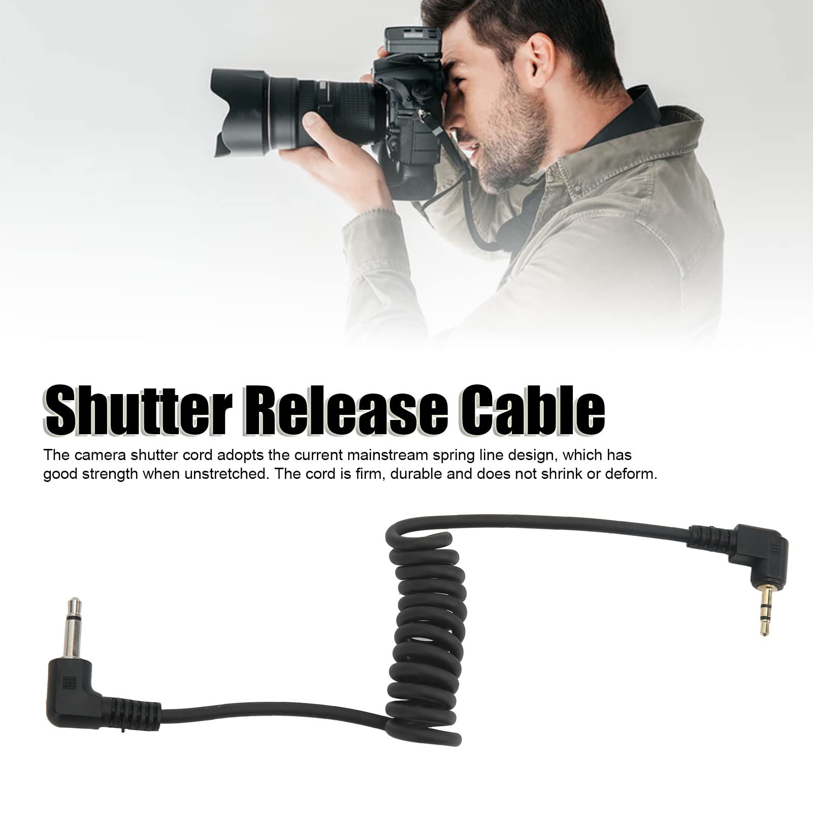 2.5mm to 3.5mm Gold Plated Camera Shutter Release Cable - Remote Shutter Cord for DSLR & Mirrorless Cameras - Durable Plastic Elastic Flash Shutter Cord for Photography, Studio & Outdoor Shooting