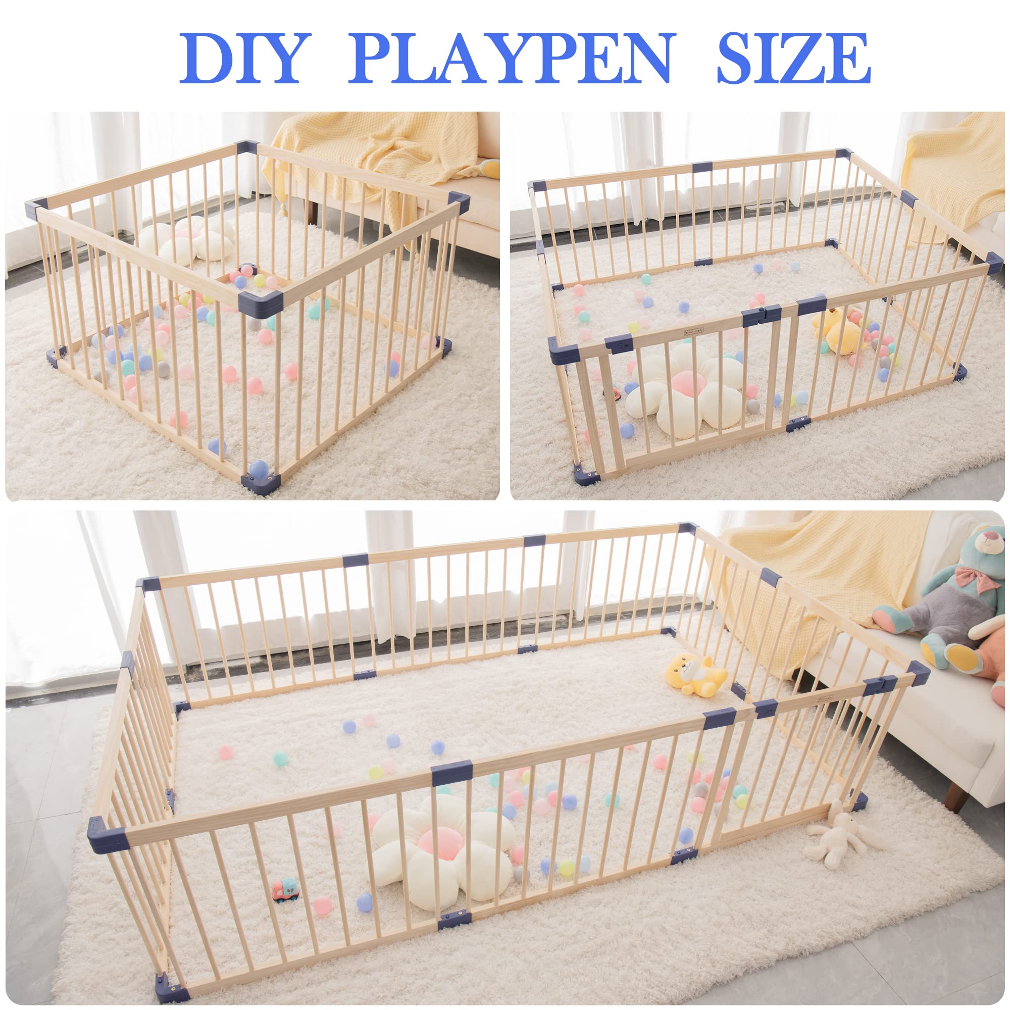 Safe & Sturdy Baby Playpen with Safety Gate - Wooden Play Yard for Kids Indoor & Outdoor - Anti-Drop Activity Center for Toddlers - Perfect for Playtime, Learning & Childproofing Your Home