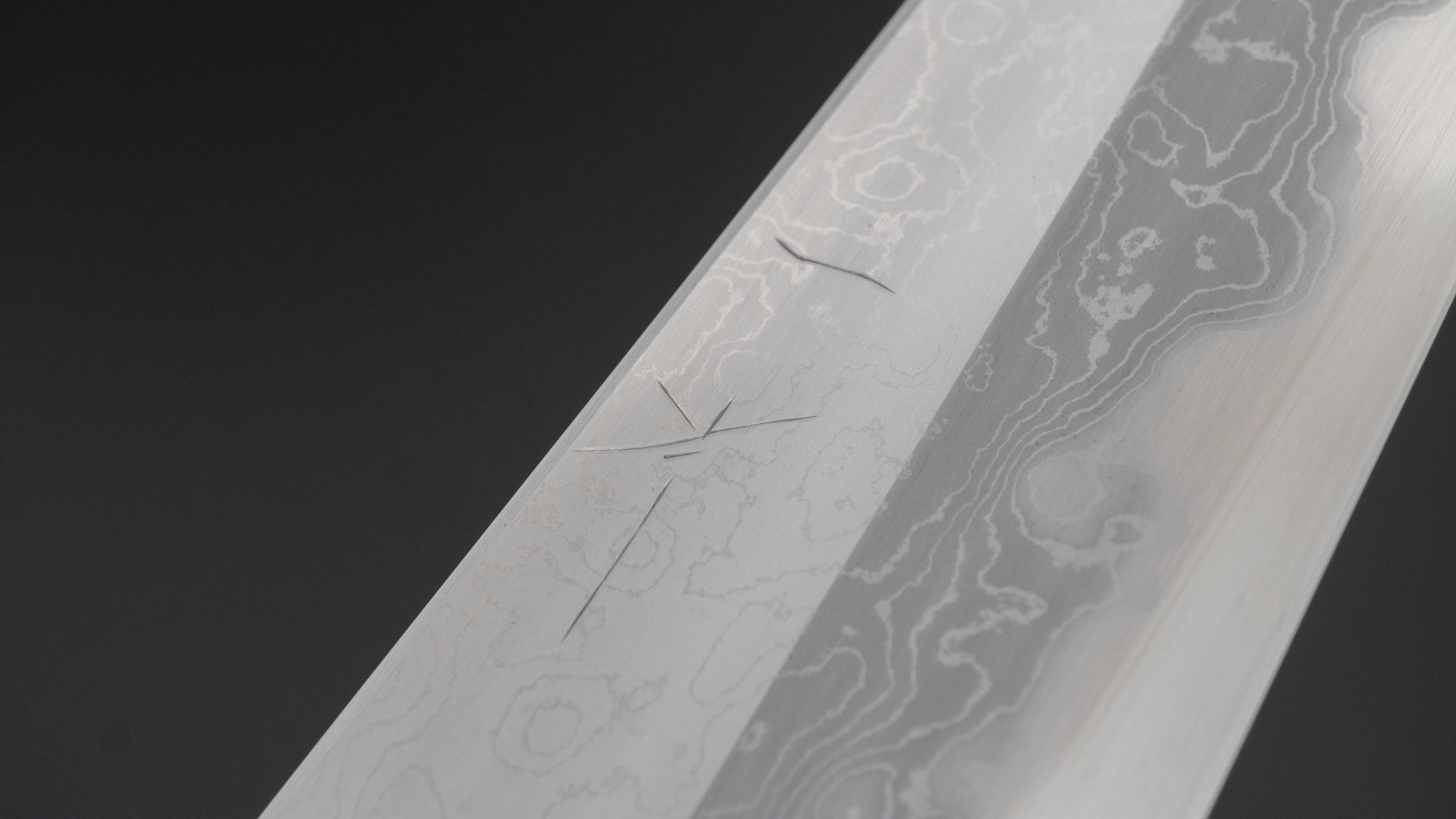 Hitohira Togashi White #1 Damascus Gyuto Japanese Chef Knife 240mm with Burnt Yakusugi Handle - Perfect for Professional Chefs & Home Cooking Enthusiasts