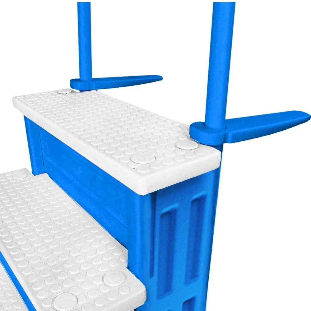 **Anti-Slip Above Ground Pool Steps to Deck – Heavy Duty 250lb Capacity Safety Ladder for Inground & Above Ground Pools – Blue & White Design – Perfect for Backyard, Family Swim Safety & Easy Pool Access**
