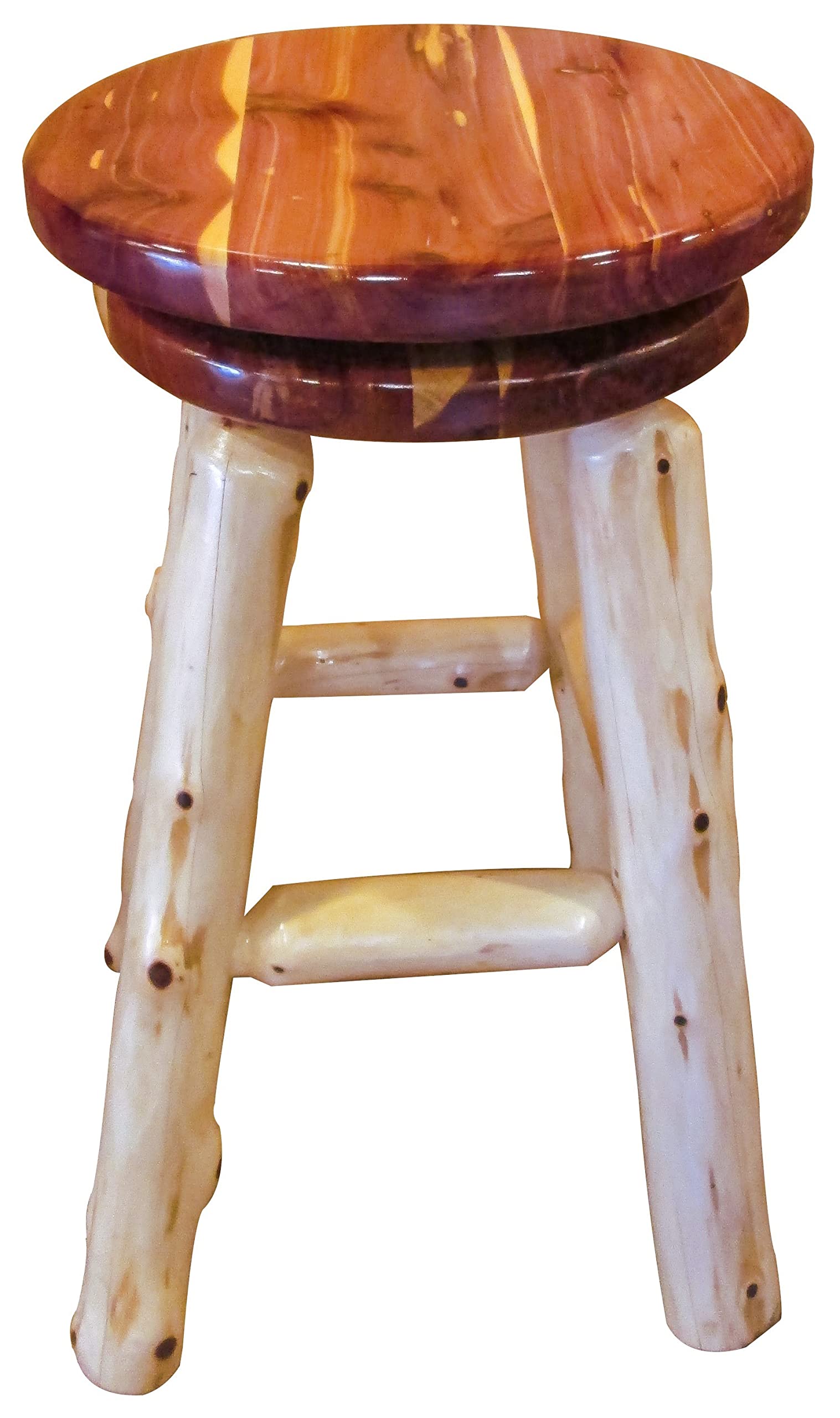 Premium Red Cedar Log Counter Height Swivel Barstool - Rustic Wooden Bar Stool with 360° Rotation - Perfect for Kitchen Islands, Home Bars & Outdoor Patio Furniture - Furniture Barn USA
