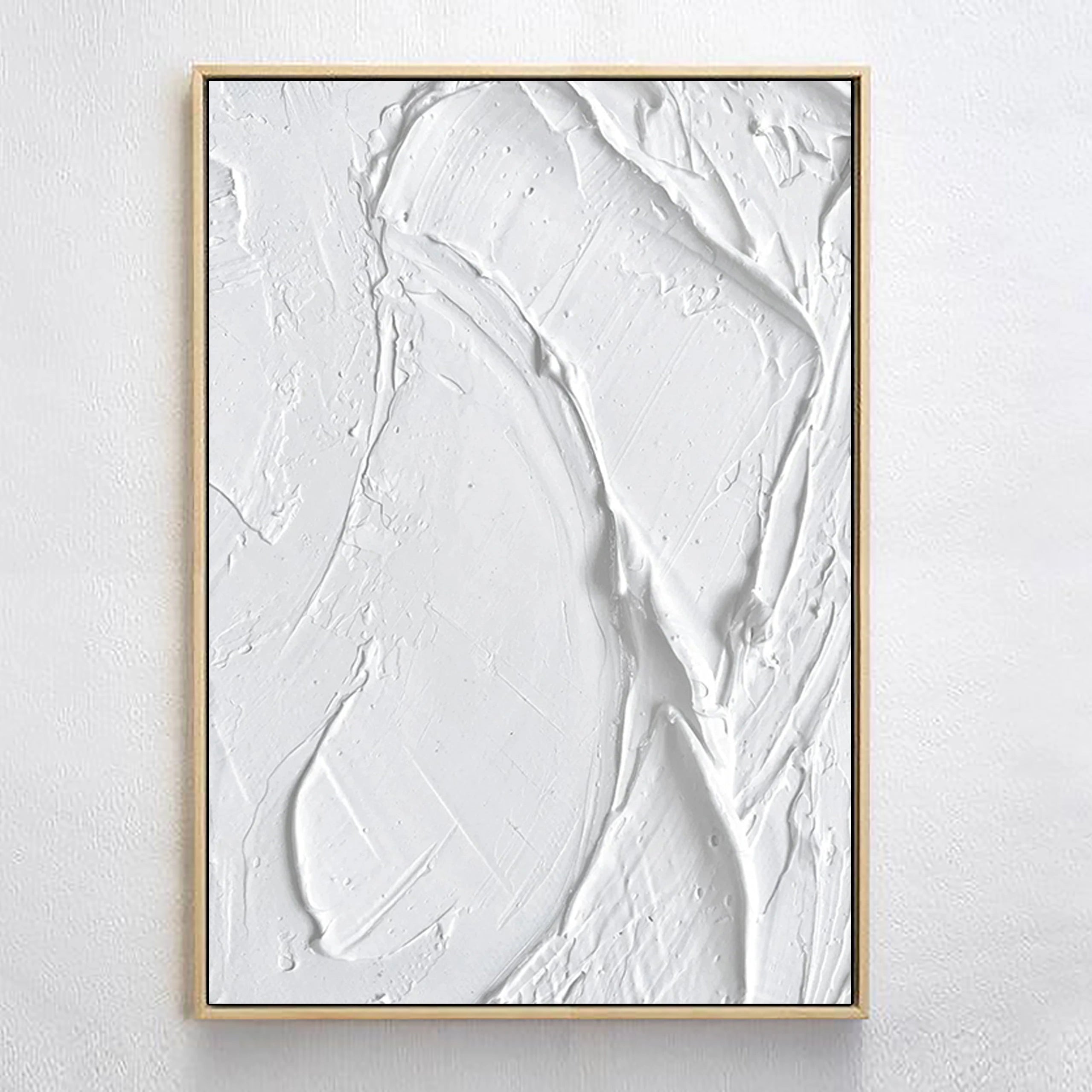 White Minimalist Textured Painting Canvas - Abstract Wall Art Decor for Living Room & Bedroom - Premium Quality Artist Canvas #MM028