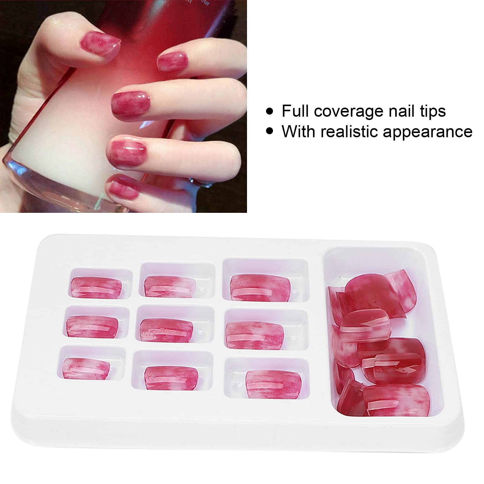 Full Cover False Nails Tips - 24pcs Press On Nails Kit with 12 Sizes | Odorless, Fashionable Artificial Nails for Daily Wear & Dance Parties | Perfect for Salon, Wedding, Date Night & Special Occasions