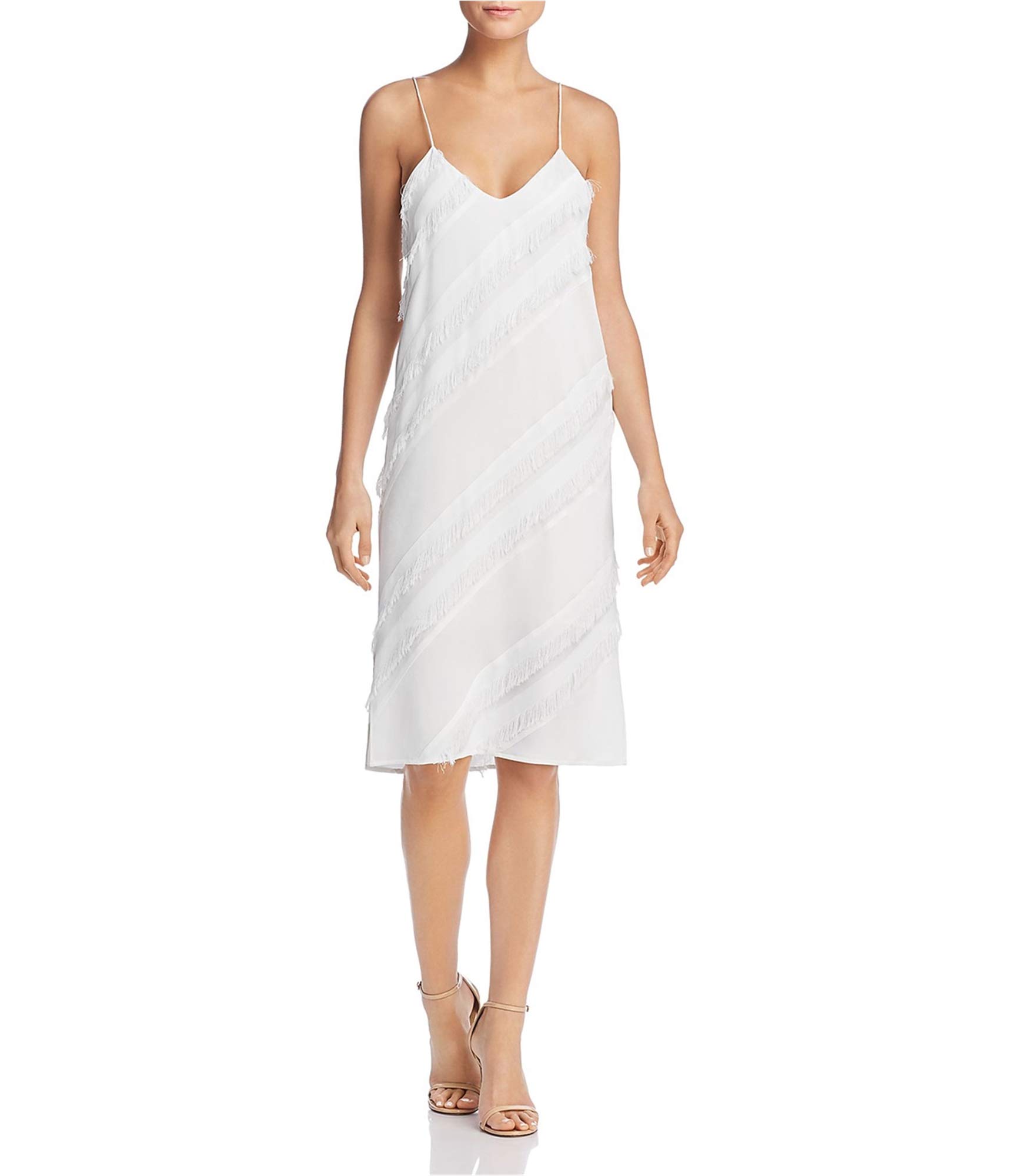 Ramy Brook Women's Fringe Trim A-line Dress - White Small | Flowy Summer Dress for Beach, Party & Casual Wear