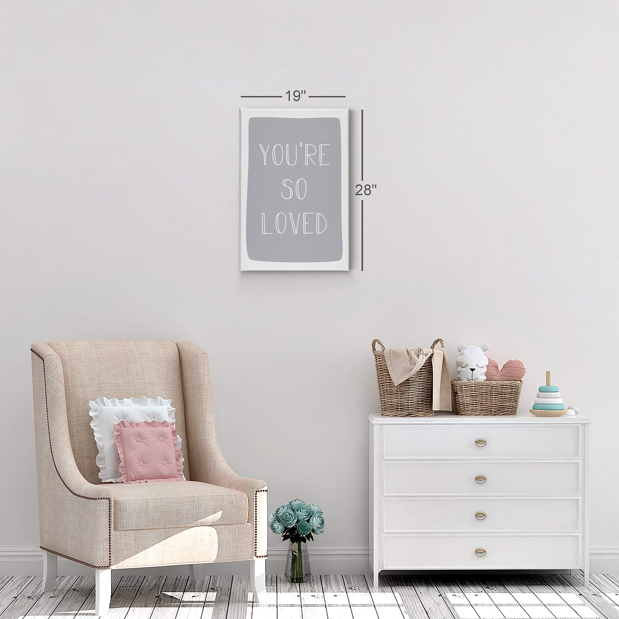 You're So Loved Lettering Blue Background Canvas Print - 36x24 Inch Nursery Wall Art, Kids Room Decor, Baby Room Decor - Ready to Hang, Made in USA | Perfect for Nursery, Bedroom, Playroom & Gift Giving