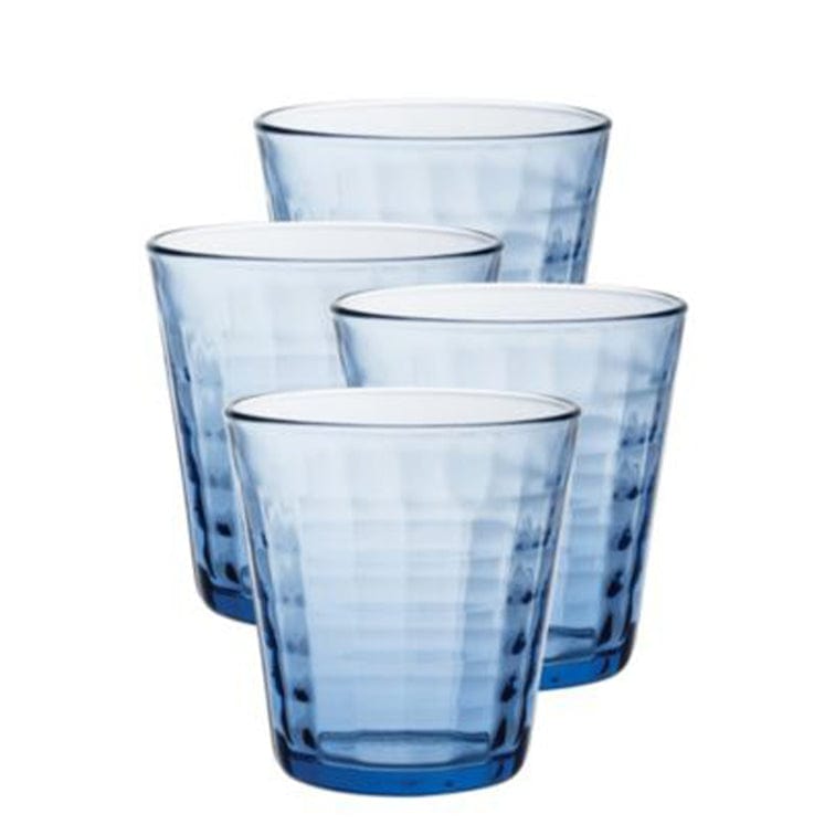 Duralex Prisme French Glass Tumbler Set of 4 - 7.3 oz (220ml) Marine Blue - Shatterproof & Dishwasher Safe - Perfect for Coffee, Juice, and Cocktails at Home or Office