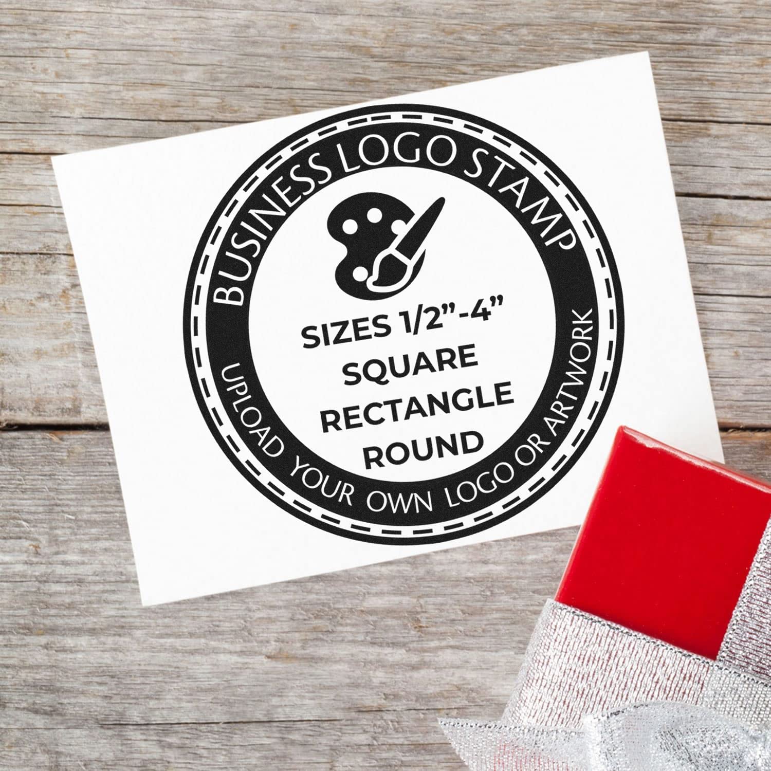 Custom Logo Stamp for Business - Personalized Branding Stamper with Wooden Handle, 2-1/2