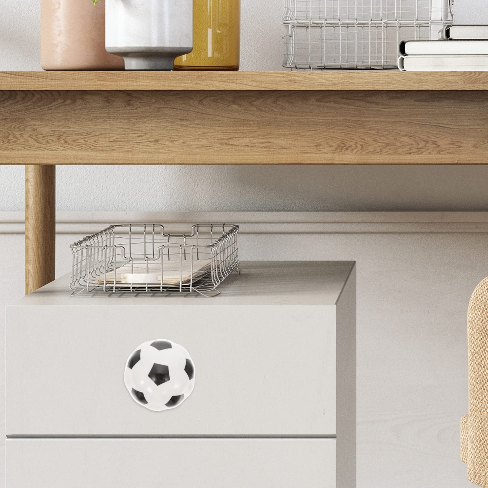 Artibetter 2-Pack Ceramic Soccer Ball Door Knobs - Brass Cabinet & Drawer Pull Handles for Wardrobe, Dresser, Kitchen Cupboard - Durable Furniture Hardware for Home & Office Decor