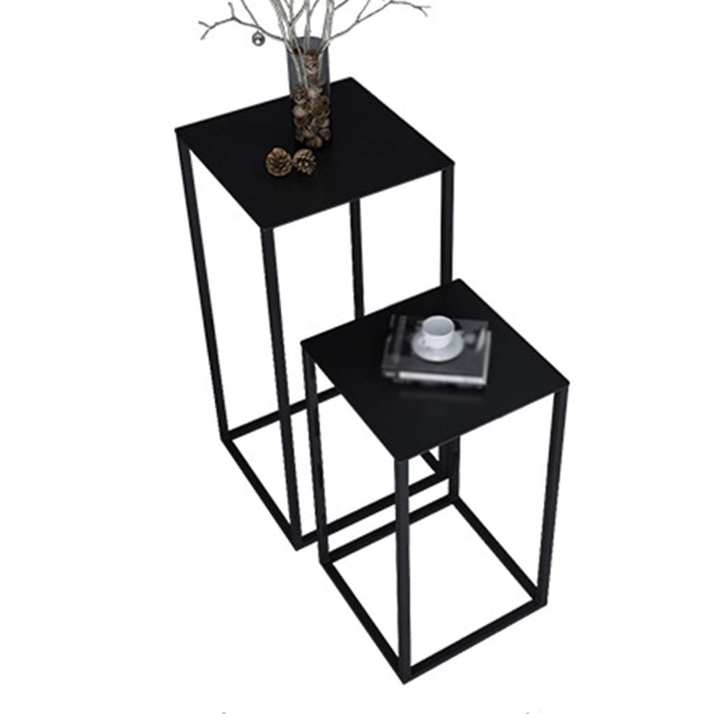 FETION 2-Pack Square Metal Side Tables - Nightstand, Coffee Table, End Table for Living Room, Bedroom, Balcony, Home & Office - Modern Corner Table Set (Style 2) - Perfect for Small Spaces & Room Decor