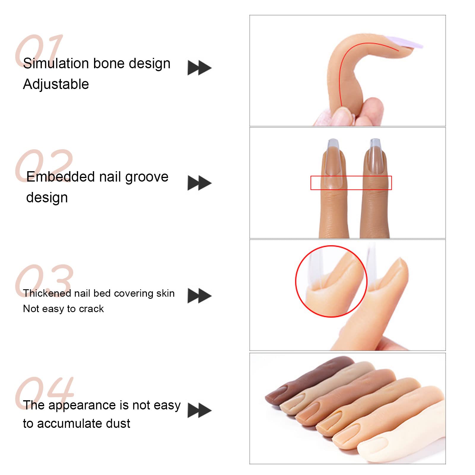 Flexible Silicone Nail Practice Finger - Bendable Fake Training Finger for DIY Nail Art, Acupuncture Training & Manicure Practice | Perfect for Nail Students, Beginners & Professionals at Home or Salon