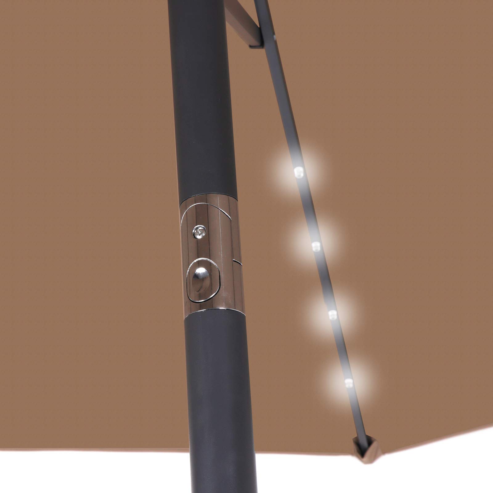 10FT Solar LED Patio Umbrella with Tilt System - Outdoor Aluminum Market Umbrella with 32 Fade-Resistant Lights - Perfect for Garden, Backyard, Party & Birthday Celebrations