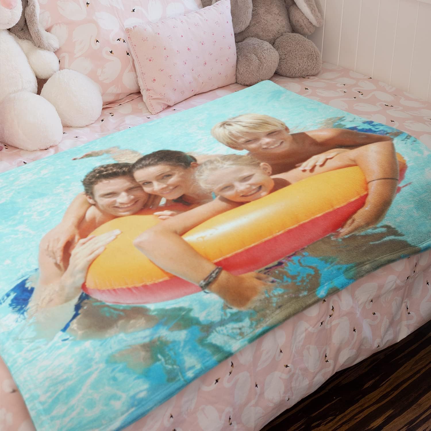 Custom Photo Fleece Blanket - Personalized Queen Size 50x60 Inch - Print Your Picture on Soft Plush Blanket for Bed, Couch & Gift Giving