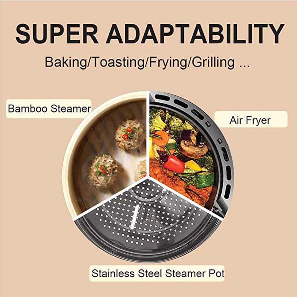 200pcs 8.5 Inch Unbleached Perforated Air Fryer Parchment Paper Liners - Square Non-Stick Baking Sheets for Air Fryer, Steaming Basket, Oven & Microwave - Perfect for Healthy Cooking, Meal Prep & Reheating (White)