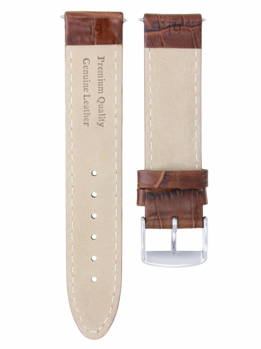 Premium 19mm Genuine Leather Watch Band Strap - Compatible with Omega Speedmaster Moon - Light Brown/Tan - Durable & Comfortable for Daily Wear, Business & Casual Occasions