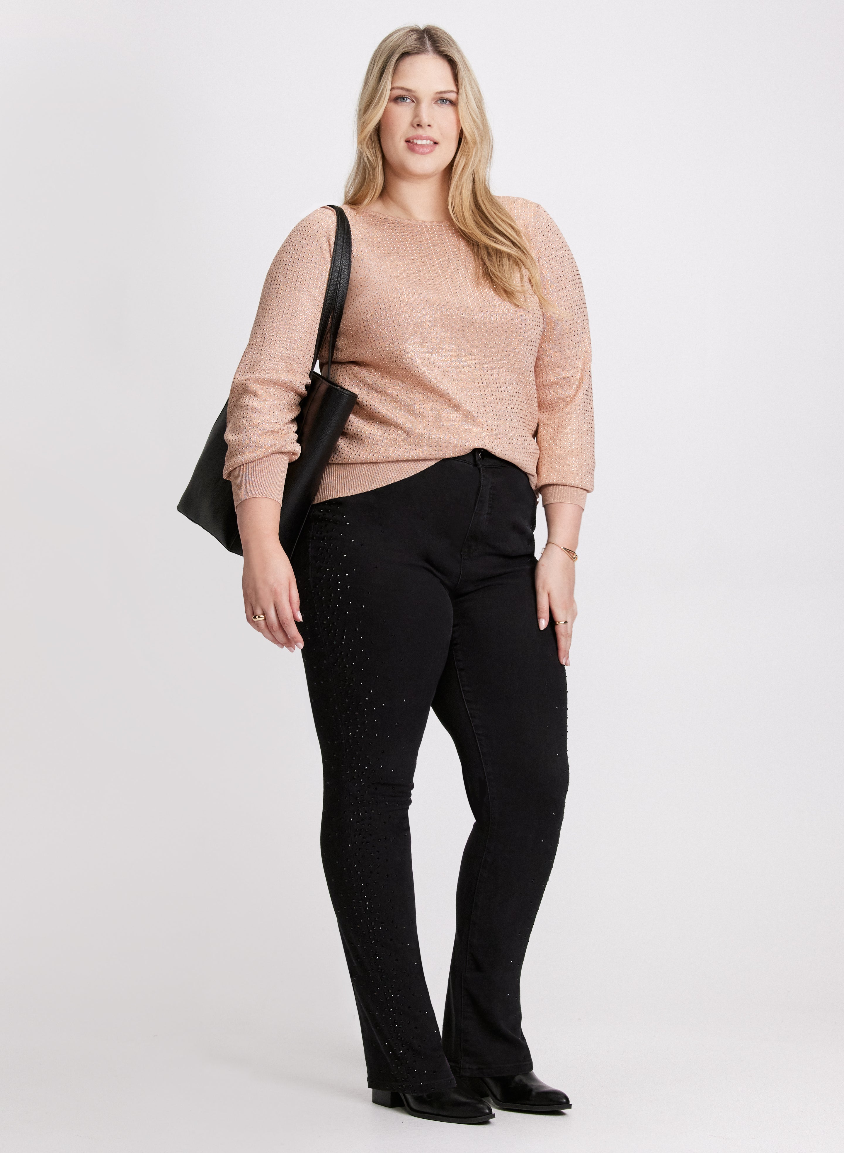 Stylish Boat Neck Sweater & Slim Straight Leg Jeans Outfit - Perfect for Casual Wear, Office Outfits, and Fall Fashion