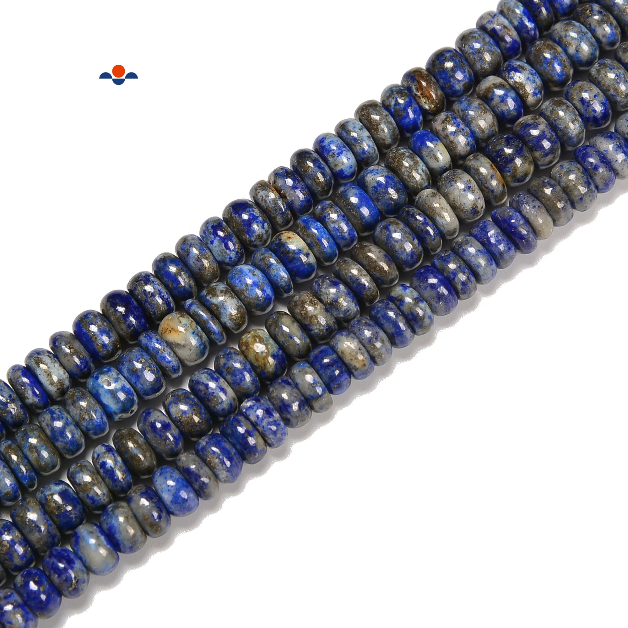 Premium Natural Lapis Lazuli Smooth Rondelle Beads - 4x6mm, 5x8mm, 6x10mm - 15.5