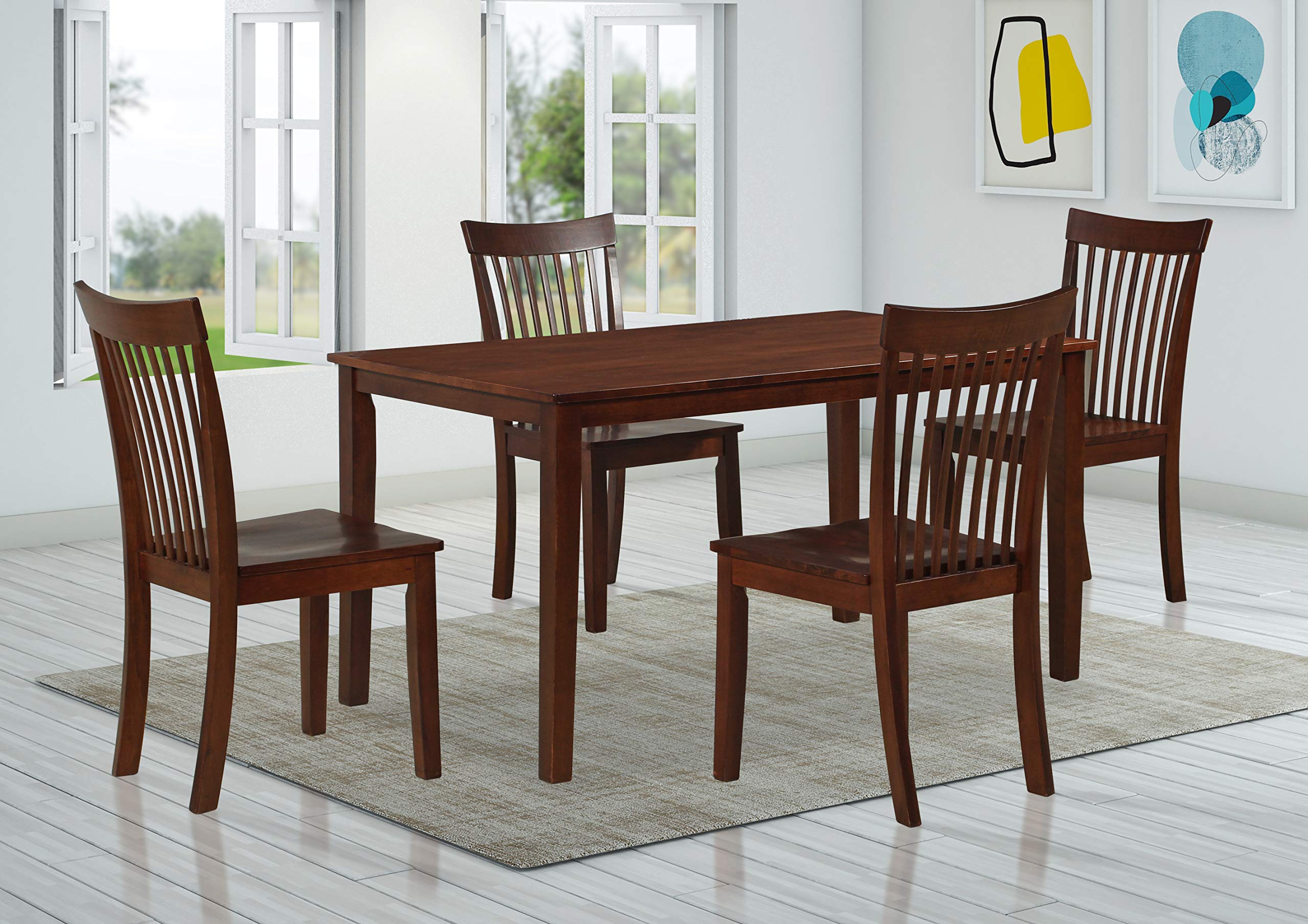 Kings Brand Solid Wood Dining Chairs Set of 2 - Cappuccino Finish Modern Side Chairs for Kitchen, Dining Room & Office - Sturdy Kurmer Wood Construction