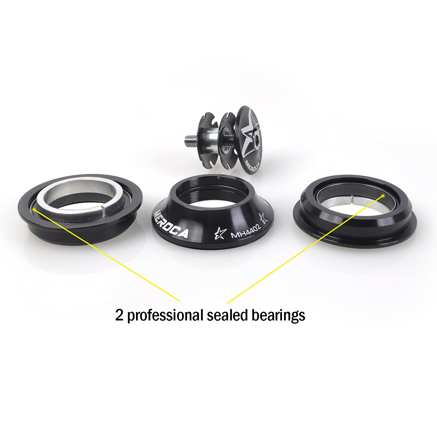 ThinkTop 44mm Bicycle Headset - Aluminum Alloy Threadless Bike Headset Replacement for 28.6mm Fork Stem | Perfect for Mountain Bikes, Road Bikes & Cycling Maintenance