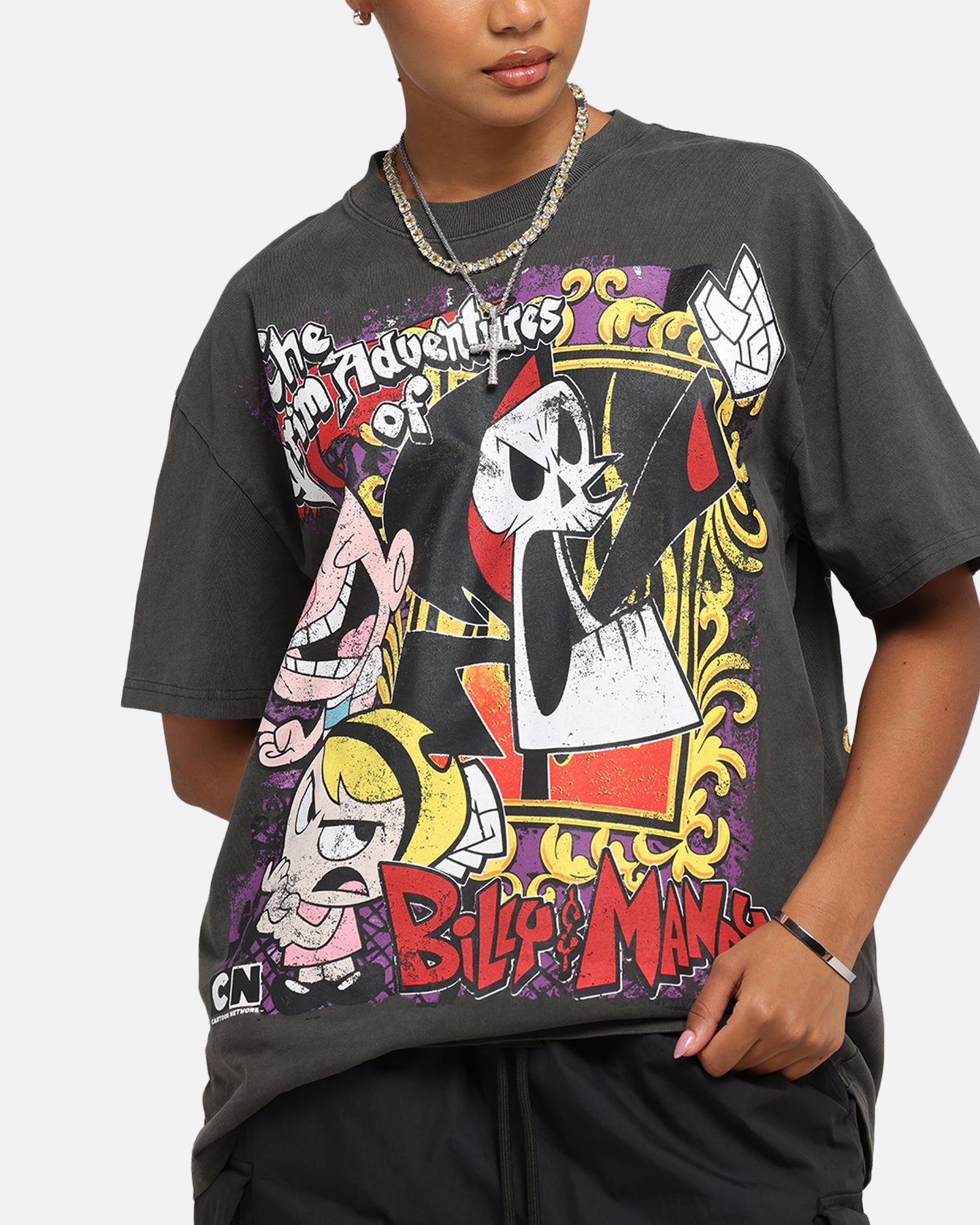 Cartoon Network Grim Adventures Heavy Cotton T-Shirt - Black Wash | Vintage American Thrift Style | Perfect for Casual Wear, Cosplay & Fan Merchandise