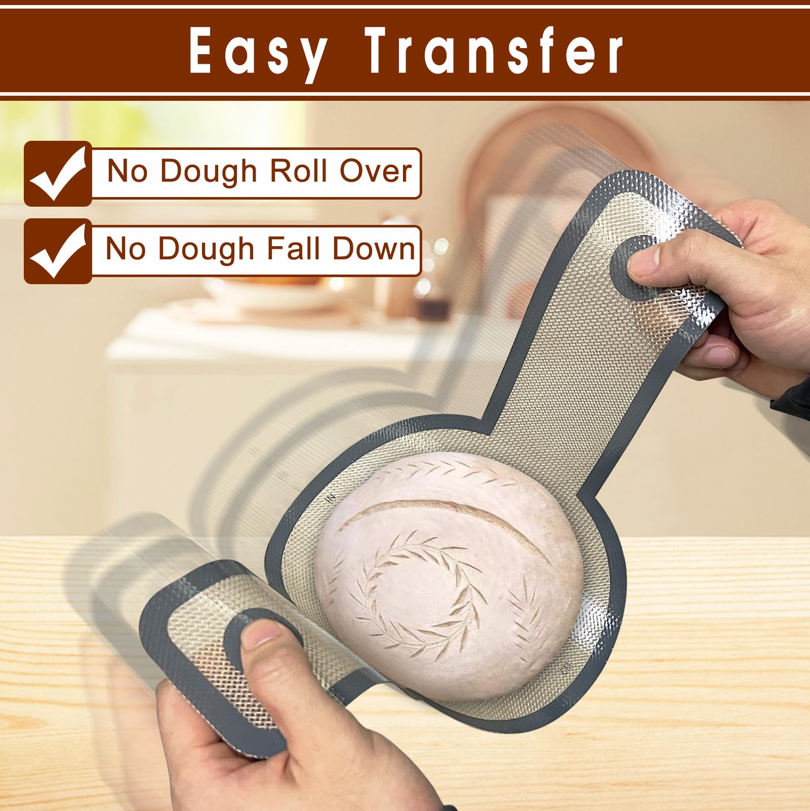 Non-Stick Silicone Bread Sling for Dutch Oven - Oval & Round Reusable Sourdough Baking Mat with Long Handles, Easy to Clean & Transfer Bread (Grey) - Perfect for Artisan Bread, Homemade Sourdough & Dutch Oven Baking