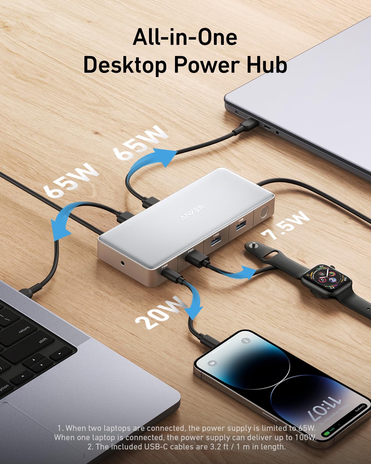 Anker KVM Switch Docking Station for 2 Laptops - Dual 4K Monitor USB-C Hub with HDMI, DisplayPort, 100W PD Charging, USB 3.0 Ports - Compatible with Lenovo, MacBook, iPad, Steam Deck - Perfect for Home Office & Gaming Setup
