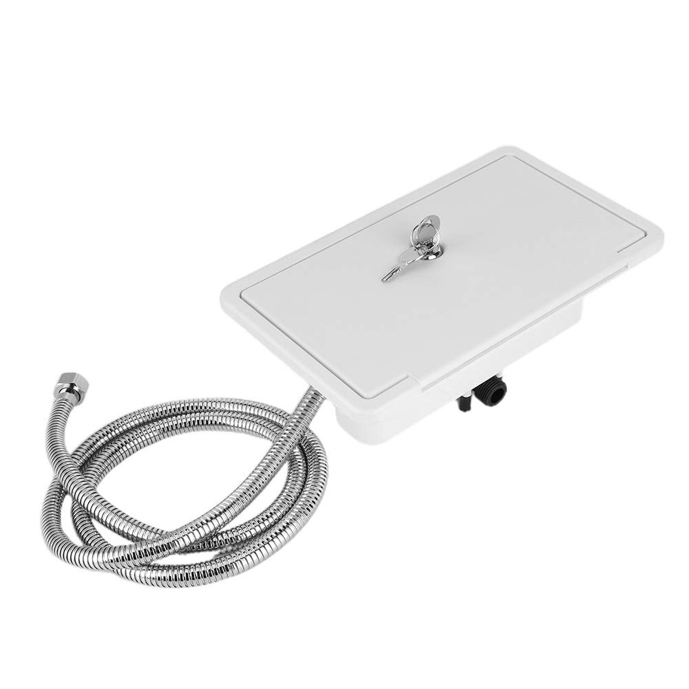 RV Shower Box with Hot/Cold Water Switch - Exterior Marine Shower Kit with 2 Keys for Boats, Motorhomes & Camping - Perfect for Outdoor Adventures and RV Living