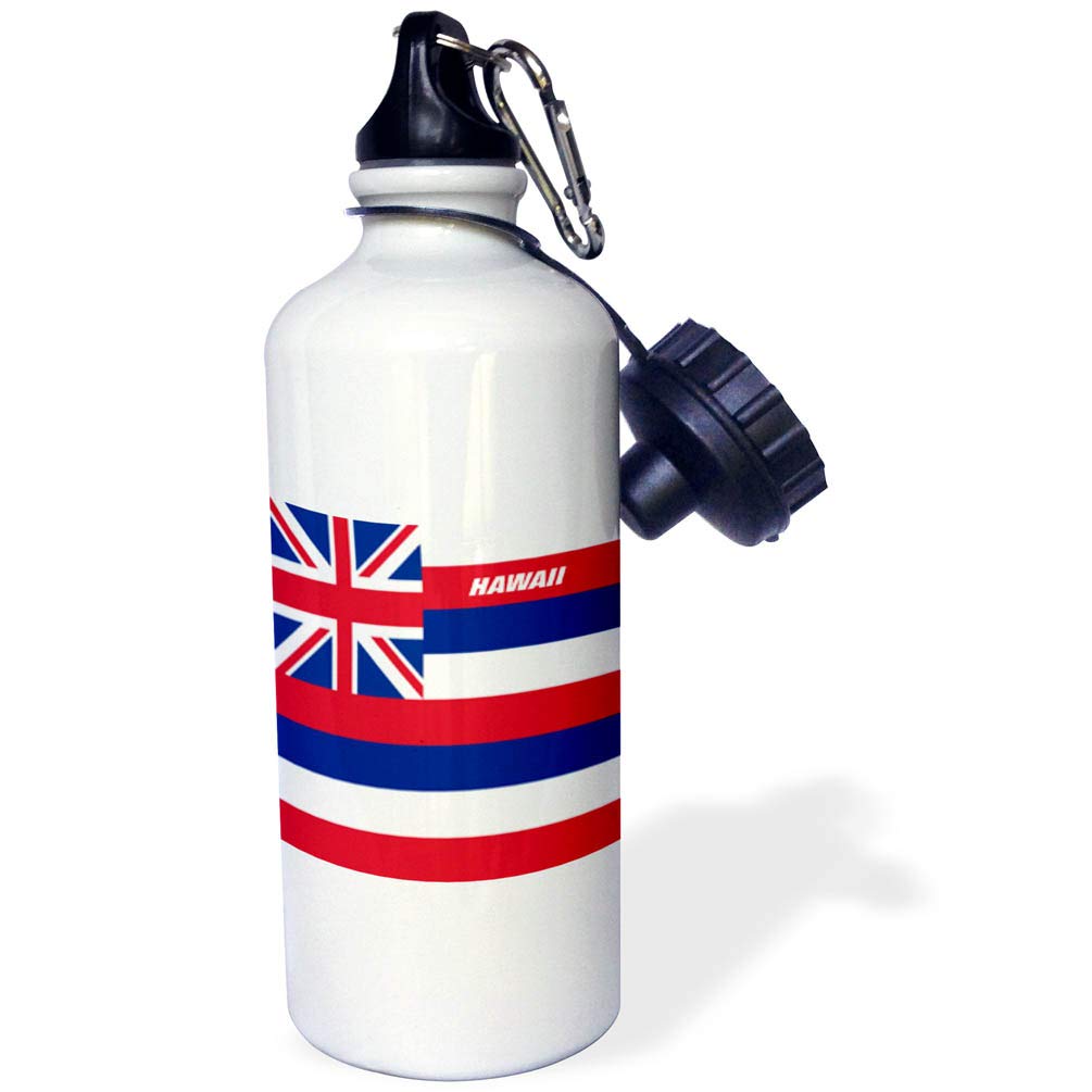 3D Rose Hawaii State Flag Sports Water Bottle - 21oz Insulated Stainless Steel Water Bottle with Leakproof Lid - Perfect for Gym, Hiking & Outdoor Activities