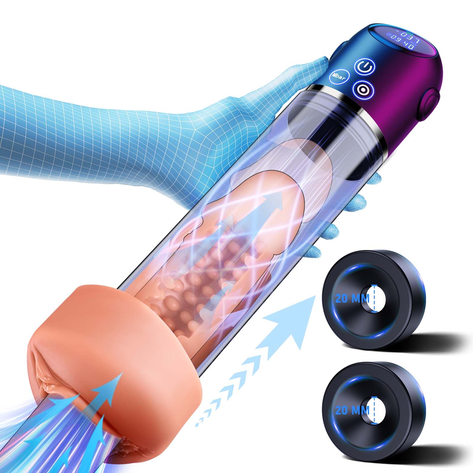 Premium Penis Pump for Men - Realistic Male Masturbator with 4 Suction Modes & LED Display, ED Vacuum Therapy Device for Penis Enlargement & Performance Enhancement - Perfect for Solo Play, Couples Intimacy & Sexual Wellness