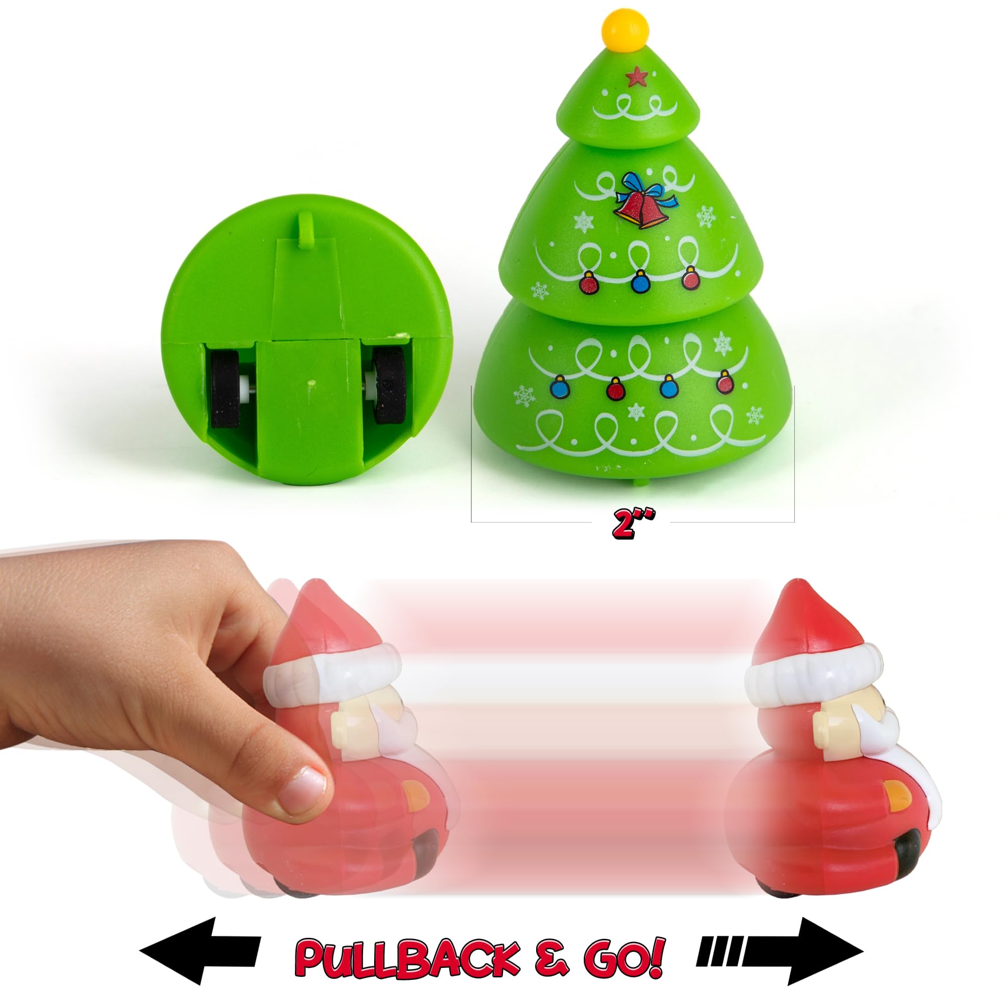 ArtCreativity Christmas Pull Back Cars - Set of 6 Holiday Themed Pull Back Toys for Kids & Toddlers - Xmas Stocking Stuffers, Goodie Bag Fillers for Holiday Parties & Gift Exchanges