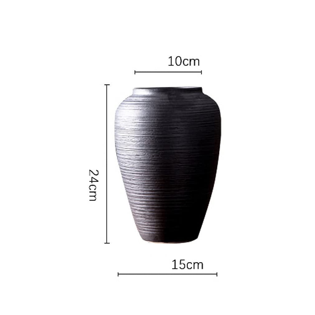 Modern Geometric Ceramic Vase - Black Stone Beam Design Home Decor Flower Vase for Living Room, Bedroom & Office | Decorative Centerpiece for Floral Arrangements | 15.24cm Height