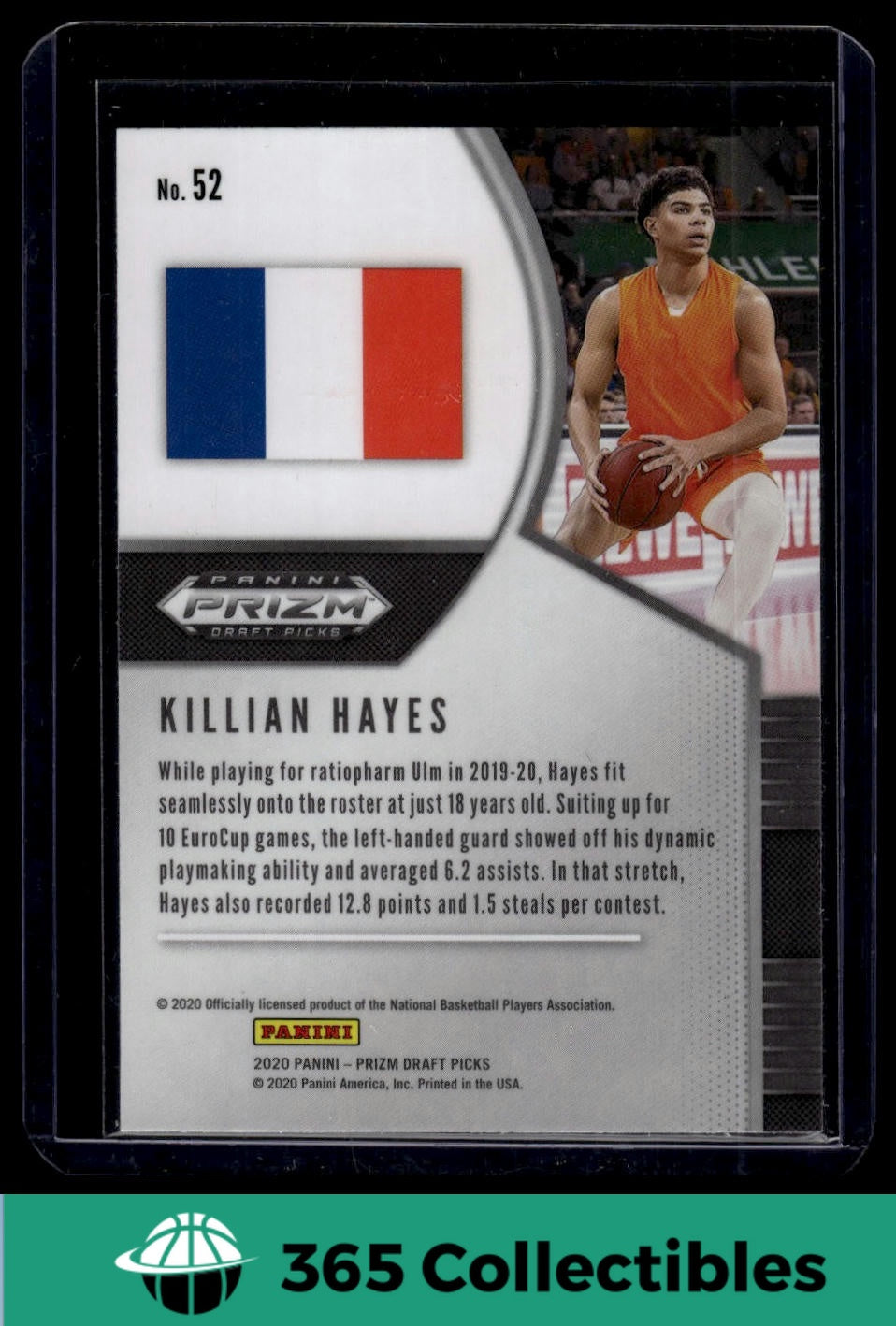 2020 Panini Prizm Draft Picks Collegiate Killian Hayes RC #52 Basketball ULM Rookie Card - Perfect for NBA Collectors & Sports Memorabilia Enthusiasts