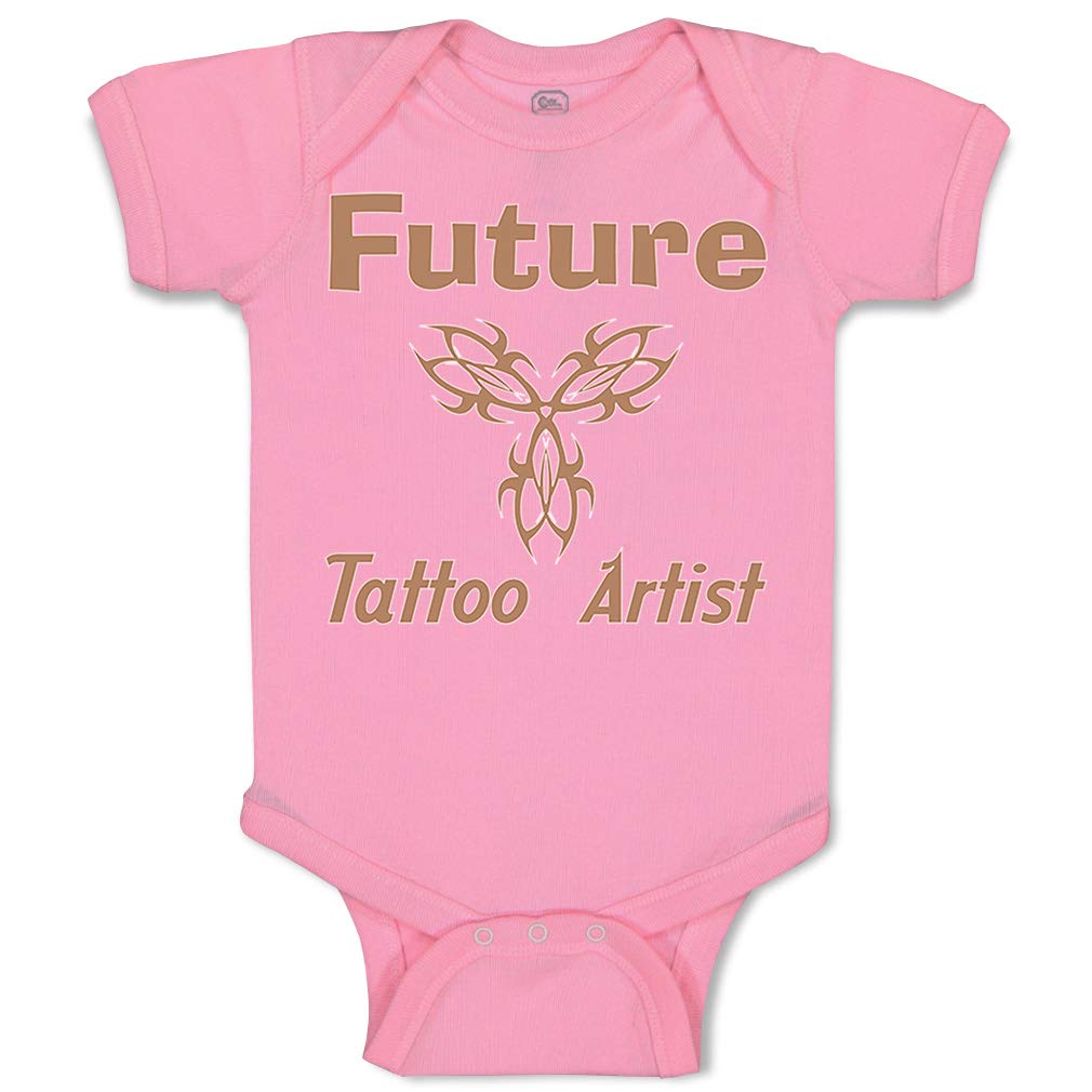 Custom Baby Bodysuit - Future Tattoo Artist Ink Design - Funny Cotton Onesie for Boys & Girls (0-6 Months) - Soft Pink Baby Clothes for Playtime & Photo Shoots