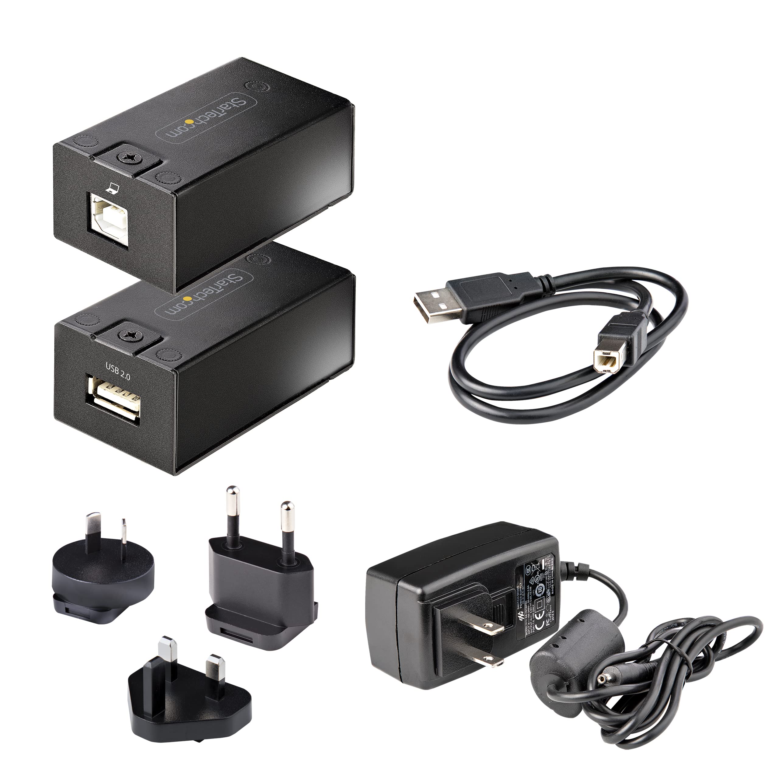 StarTech.com USB 2.0 Extender Over Cat5e/Cat6 Ethernet Cable - 492ft USB to RJ45 Converter with 480Mbps Speed (C15012-USB-EXTENDER) - Black - Ideal for Office, Home & Industrial Long-Distance USB Device Connections