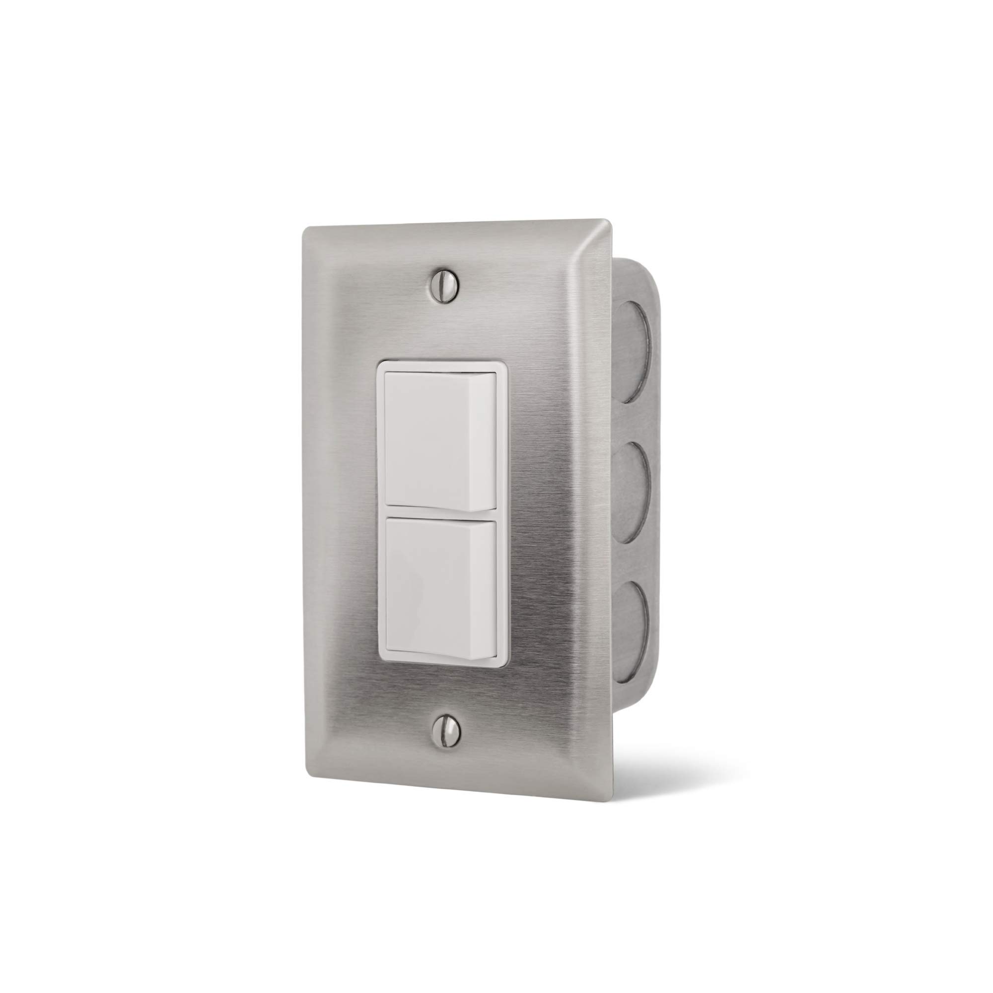 Infratech Single Duplex Stack Switch Stainless Steel Wall Plate with Gang Box - Ideal for Home, Office and Commercial Electrical Installations