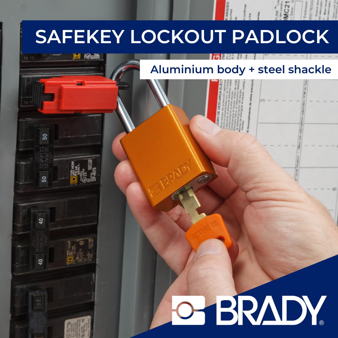 Brady SafeKey Lockout Padlock - Heavy Duty Aluminum Safety Lock with 1.5