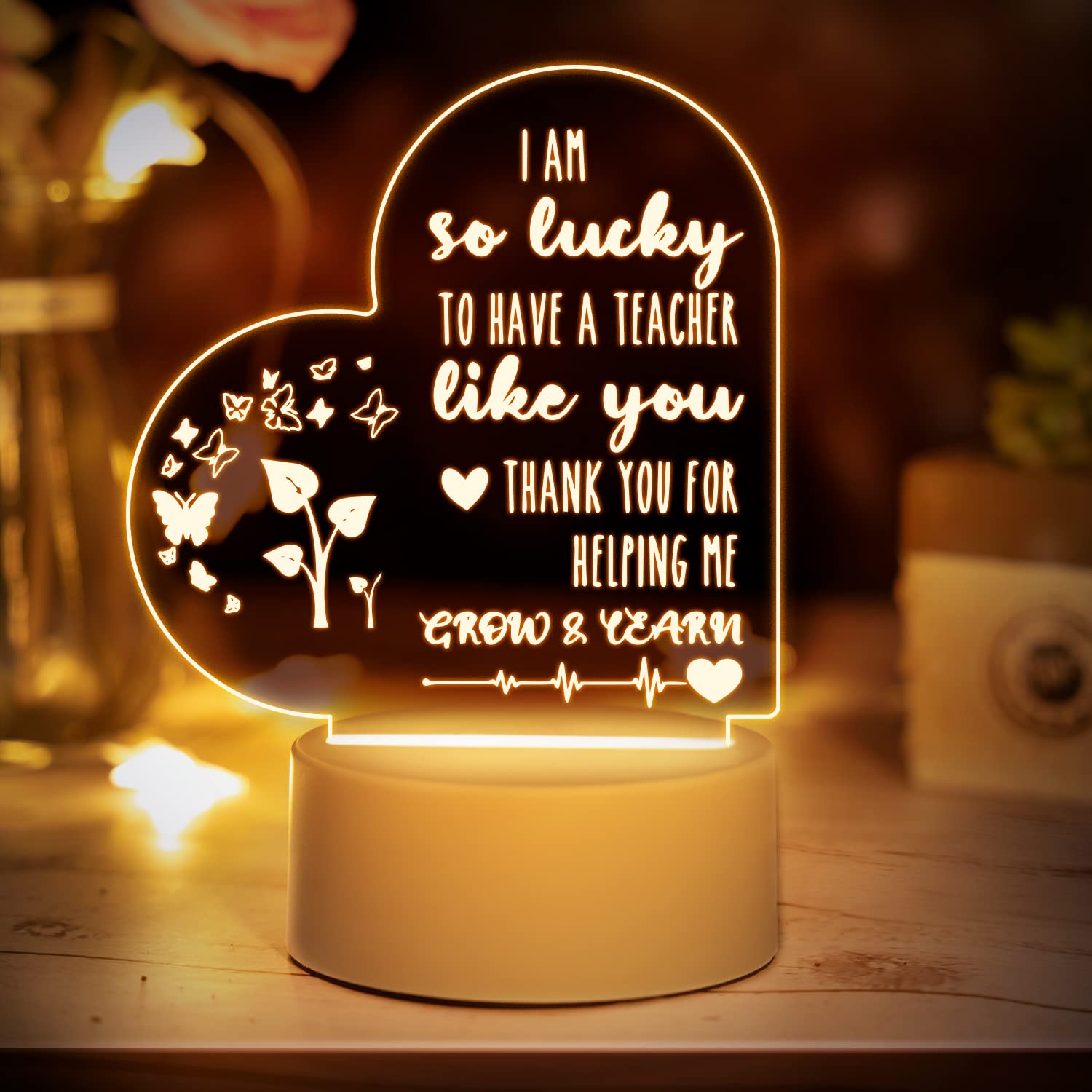 Teacher Appreciation Gifts Night Light - Thoughtful Thank You Lamp with Inspirational Quote for Women Educators | Perfect Birthday, Graduation, Back to School & Retirement Gift for Teachers | Bedside Reading Light for Classrooms & Home Offices