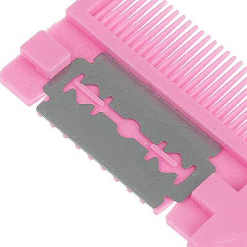 Alexvyan Pink Hair Thinner Comb - Professional Hair Thinning Razor Comb for Fine & Thick Hair - Hair Cutting & Trimming Tool for Stylists & Home Use - Perfect for Salon, DIY Haircuts & Hairstyling