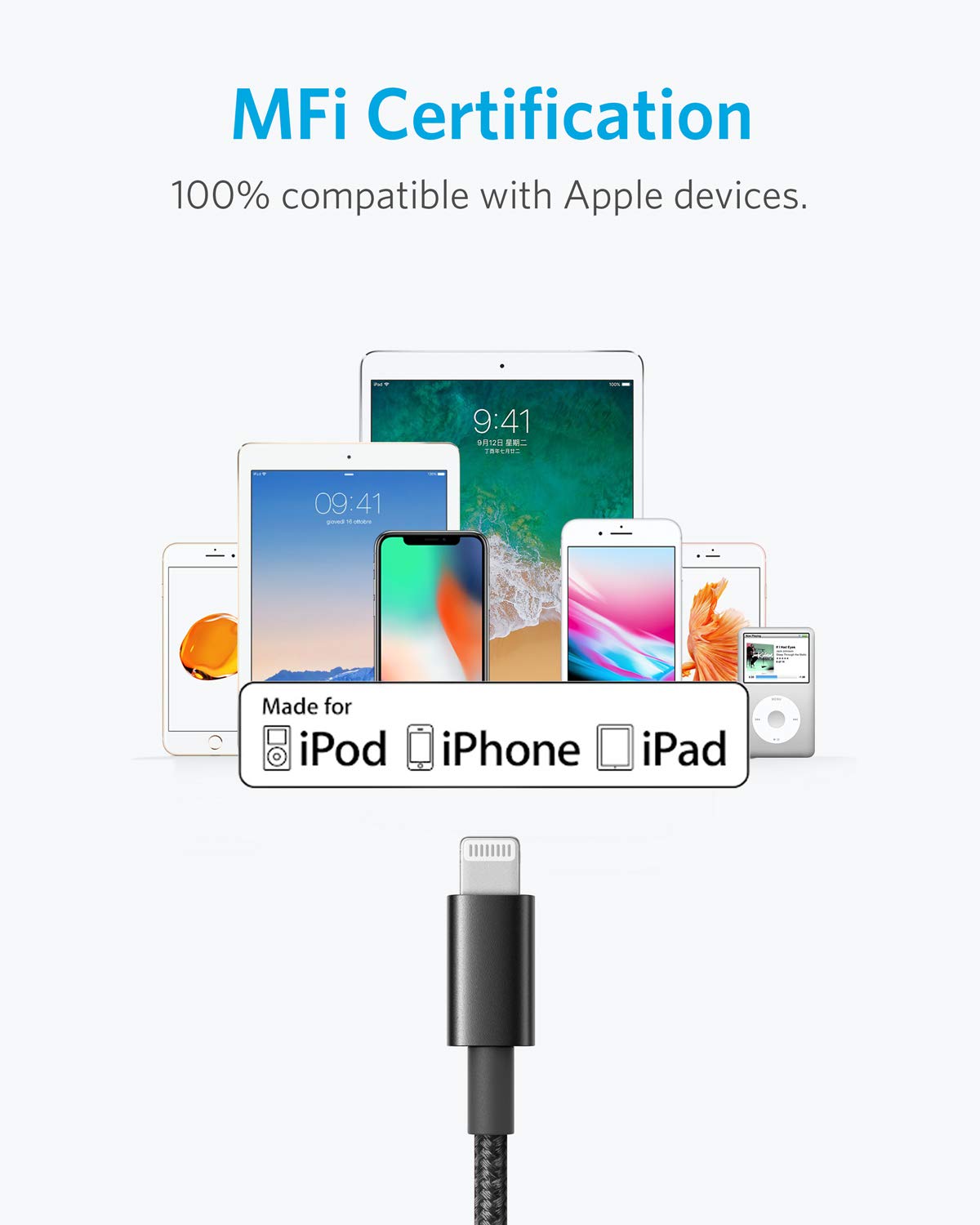 Anker 6ft Lightning Cable 2-Pack with 20W Fast Charger - Durable iPhone Charging Cord for iPhone 14/13/12/11/X/8 & More - Perfect for Home, Office, Travel & Car Charging