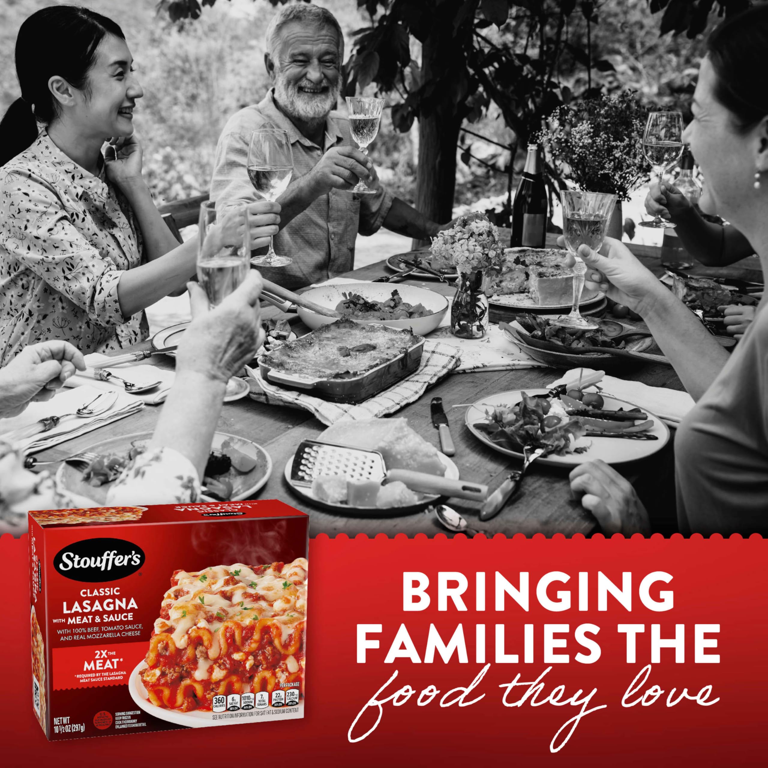 Stouffer's Classic Lasagna with Meat Sauce - Single Serve Frozen Meal | Microwave & Oven Ready | Quick & Easy Dinner for One | Perfect for Busy Weeknights, Office Lunches & College Dorm Meals