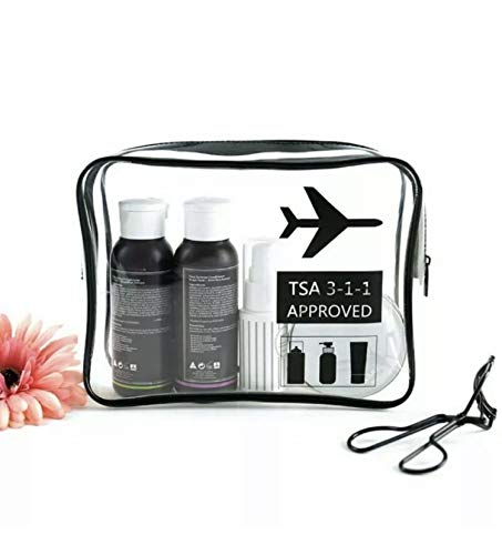 Clear Toiletry Bag for Travel - TSA Approved Transparent Hanging Makeup Pouch with Zipper, Airplane Liquids Organizer for Hand Luggage | Perfect for Carry-On Essentials, Cosmetics & Toiletries | by HUNYLONDON